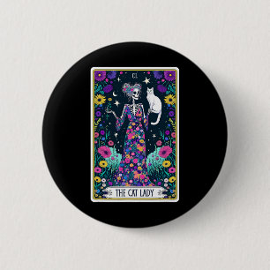 Cat Lady Tarot Card Skeleton Mütter Day Cat L Button