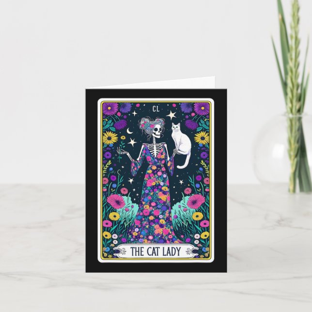 Cat Lady Tarot Card Skeleton Mütter Day Cat L Karte (Vorderseite)