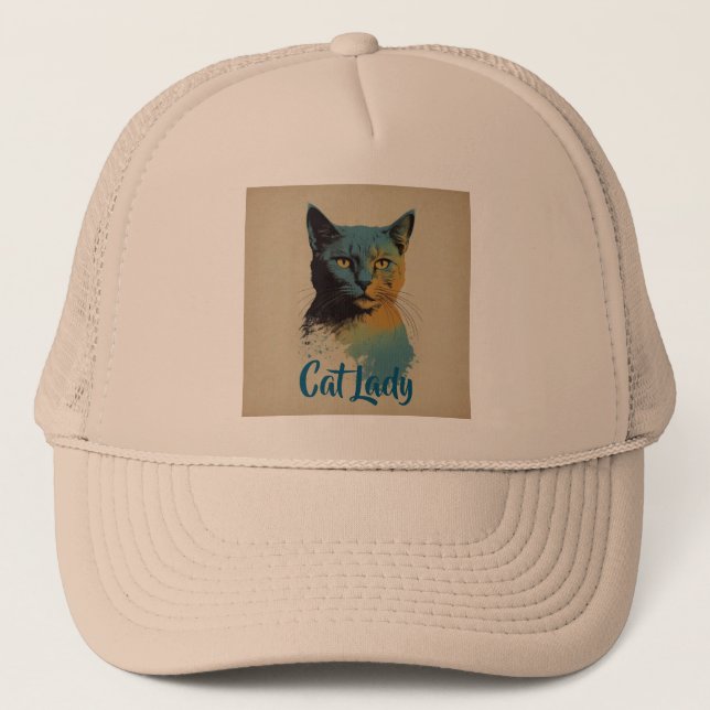 Cat Lady Trucker Hat Truckerkappe (Vorderseite)
