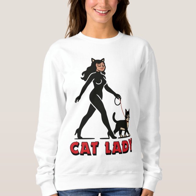 Cat Lady - Tuxedo Cats Lover - Comic Art Graphic Sweatshirt (Vorderseite)