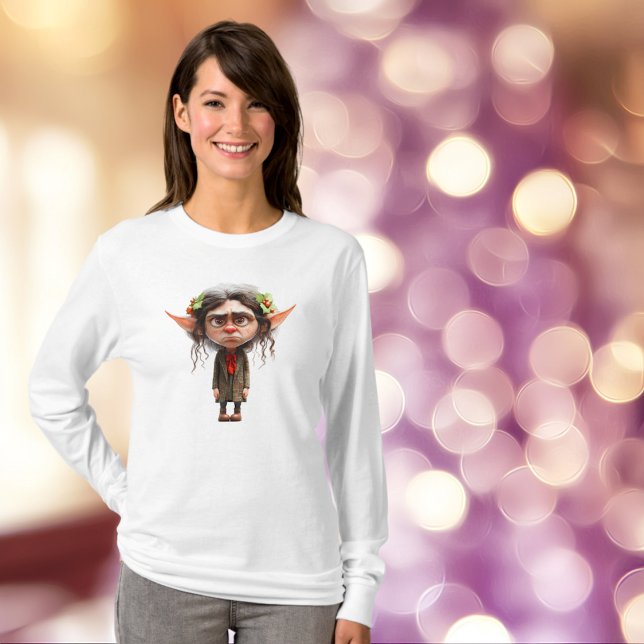 Cat Lady Weihnachtself Frauen T-Shirt (Von Creator hochgeladen)