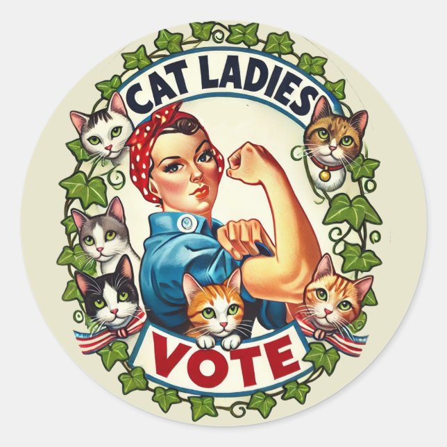 Cat Ladys Abstimmung Runder Aufkleber (Vorderseite)