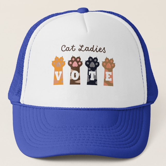 Cat Ladys Abstimmung T-Shirt Truckerkappe (Vorderseite)