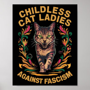 Cat Ladys Against Faschism Funny Cat Feminist ein Poster