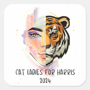 Cat Ladys for Harris 2024 Quadratischer Aufkleber