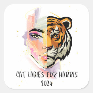 Cat Ladys for Harris 2024 Quadratischer Aufkleber