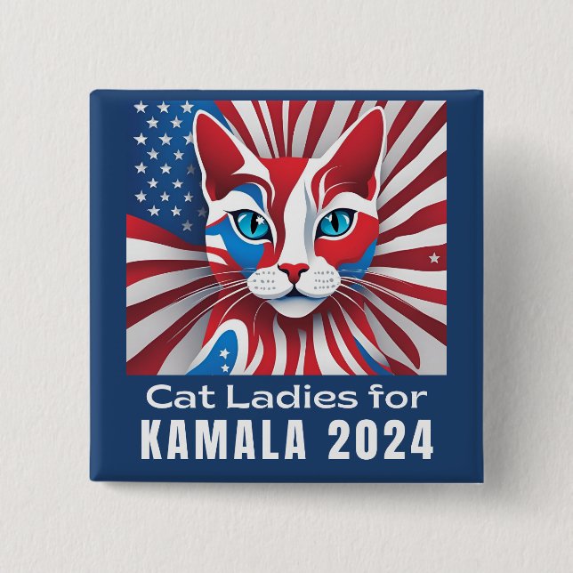 Cat Ladys for Kamala 2024 Demokrat Button (Vorderseite)