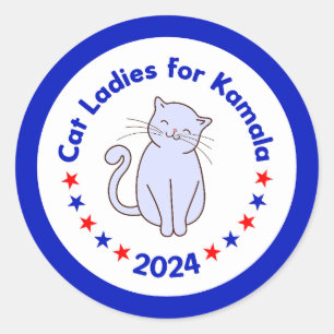 Cat Ladys for Kamala 2024 Wahl Runder Aufkleber