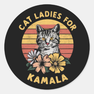 Cat Ladys for Kamala (5) Runder Aufkleber