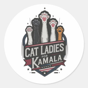 Cat Ladys for Kamala (7) Runder Aufkleber