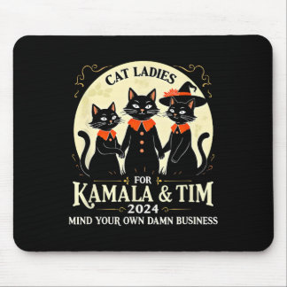 Cat Ladys for Kamala and Tim 2024 Vintage Usa Ele Mousepad