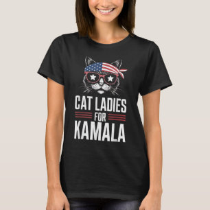 Cat Ladys for Kamala Funny Cat 2024 Kamala-Harris T-Shirt