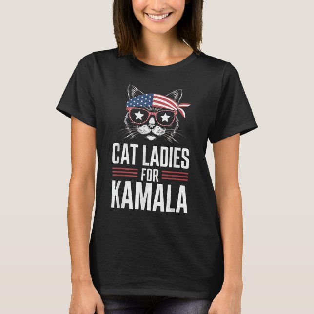 Cat Ladys for Kamala Funny Cat 2024 Kamala-Harris T-Shirt (Vorderseite)