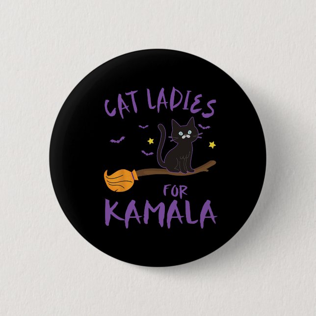 Cat Ladys For Kamala Funny Cat 2024 Präsident Kam Button (Vorderseite)