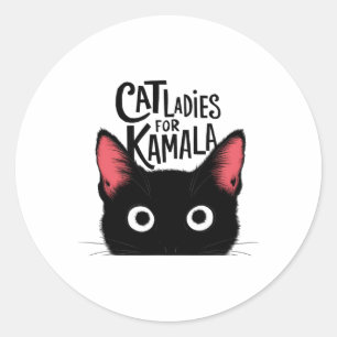 Cat Ladys For Kamala Funny Cat 2024 Präsident Kam Runder Aufkleber
