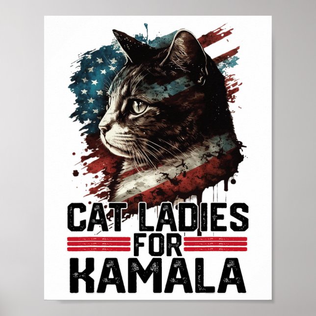 Cat Ladys for Kamala Harris Funny Cat 2 Poster (Vorne)