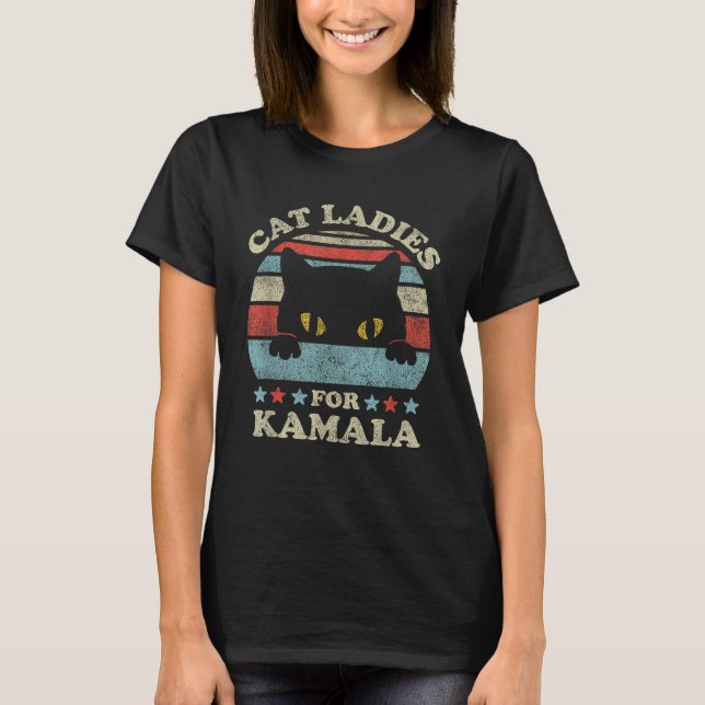 Cat Ladys for Kamala Harris President 2024 T-Shirt (Vorderseite)