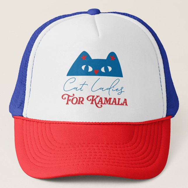 Cat Ladys for Kamala lustig 2024 Truckerkappe (Vorderseite)