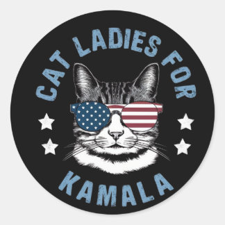 Cat Ladys for Kamala Runder Aufkleber