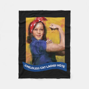 Cat Ladys Vote Kamala 2024 Rosie The Riveter Fleecedecke