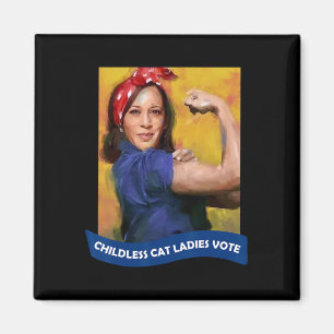 Cat Ladys Vote Kamala 2024 Rosie The Riveter Magnet