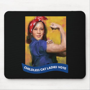 Cat Ladys Vote Kamala 2024 Rosie The Riveter Mousepad