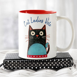Cat Ladys Vote Script Rustic Bold Niedlich Feminis Zweifarbige Tasse