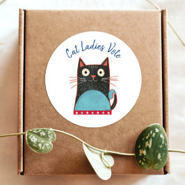 Cat Ladys Vote Script Rustic Feminist Bold Niedlic Runder Aufkleber