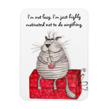 Cat Lazy Funny Magnet Office Citations