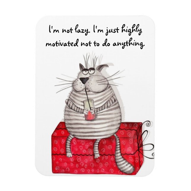 Cat Lazy Funny Magnet Office Citations (Vertical)