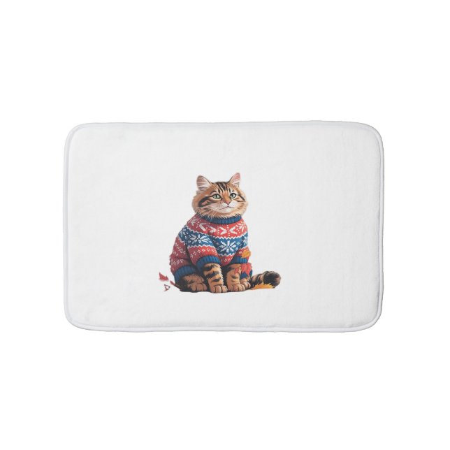 Cat Leaf Fall Hallo Herbst Funny Cat Kitten Lover Badematte (Vorderseite)