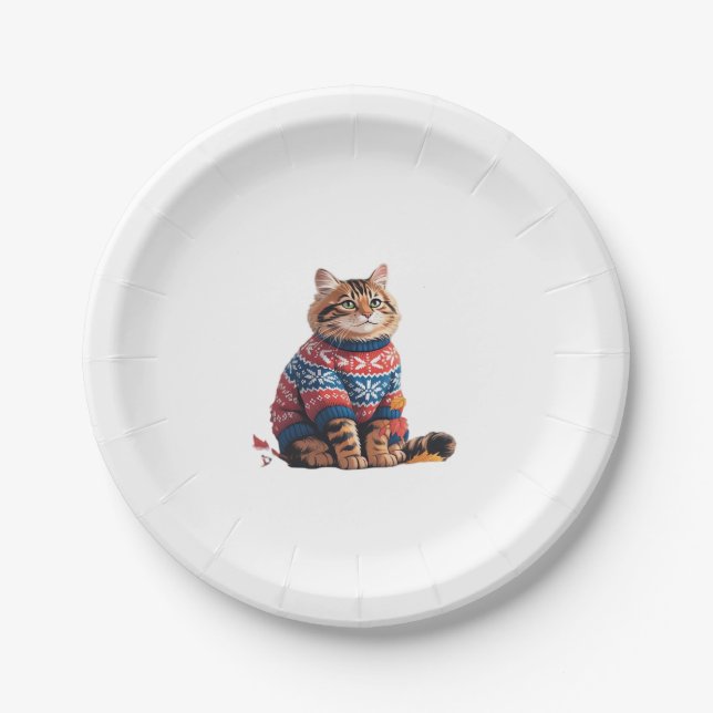 Cat Leaf Fall Hallo Herbst Funny Cat Kitten Lover Pappteller (Vorderseite)