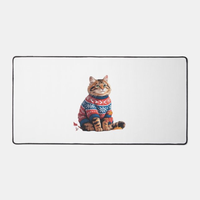 Cat Leaf Fall Hallo Herbst Funny Cat Kitten Lover Schreibtischunterlage (Vorderseite)