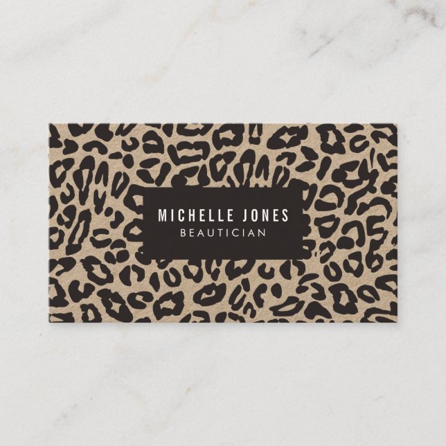 Cat Leopard Print Designer Stylist Business Cards Visitenkarte (Vorderseite)