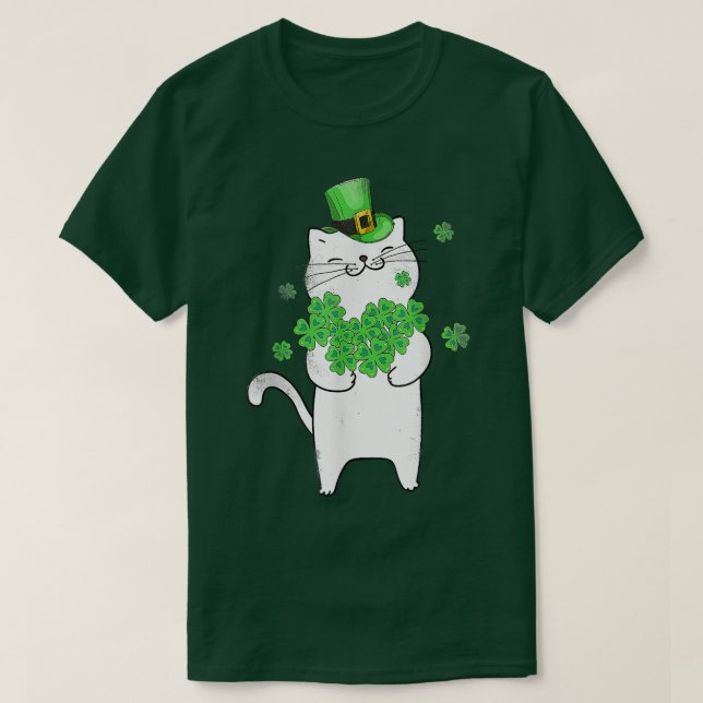 Cat Leprechaun Cat Lover Kleeblatt St Patrick's Da T-Shirt (Design vorne)