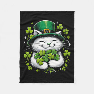 Cat Leprechaun Clover St Patricks Day Women Girls Fleecedecke