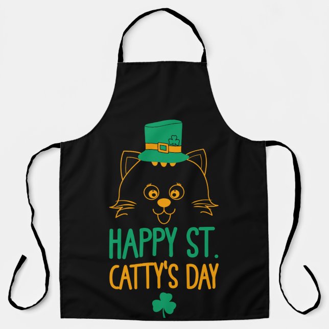 Cat Leprechaun | Happy St. Catty's Day Schürze (Vorderseite)