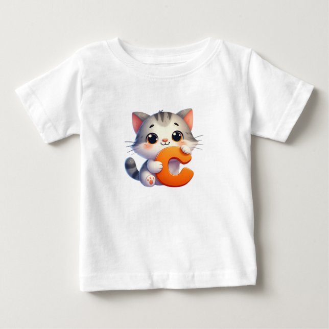 Cat Letter C Baby T - Shirt (Vorderseite)