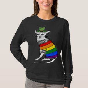 Cat LGBT Q Pride St Patricks Day Irish Kitten Lepr T-Shirt