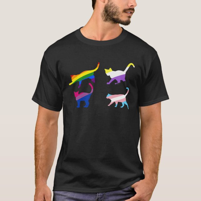 Cat Lgbt Trans Asexual Nonbinary T-Shirt (Vorderseite)
