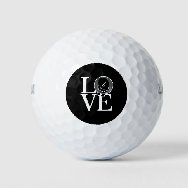 Cat-Liebe auf schwarz Golfball (Vorderseite)