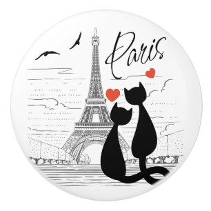Cat Liebe in Paris Keramikknauf