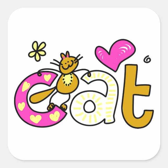 CAT-Liebe Quadratischer Aufkleber (Vorderseite)