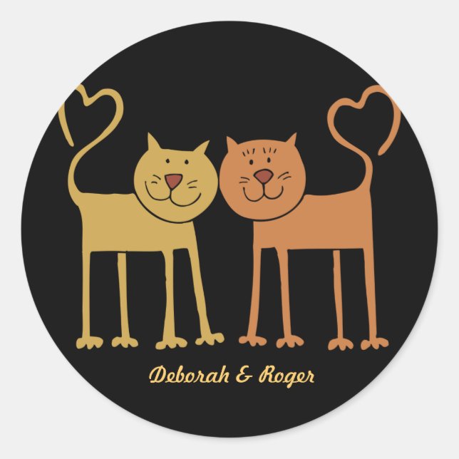 Cat-Liebe Runder Aufkleber (Vorderseite)