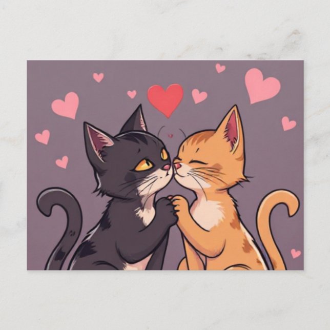 Cat Liebe Valentinstag Postkarte (Vorderseite)