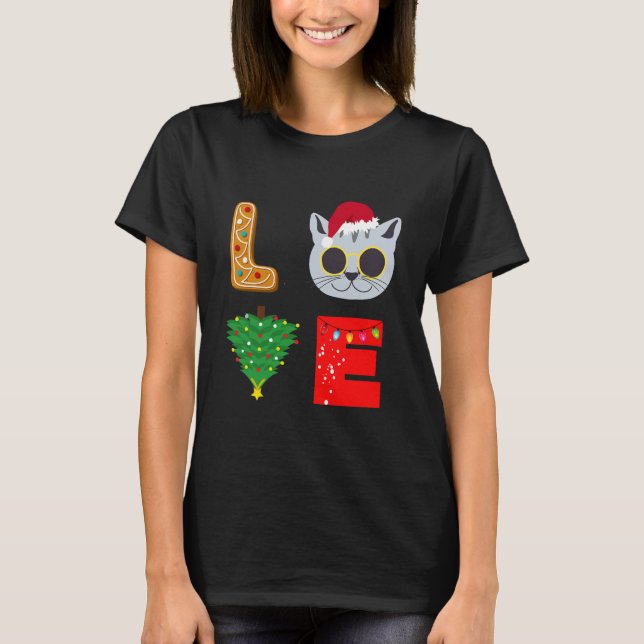 Cat Liebe Weihnachten Weihnachten Weihnachten Lebk T-Shirt (Vorderseite)