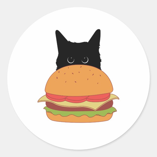 Cat Lieben Cheeseburger Runder Aufkleber (Vorderseite)