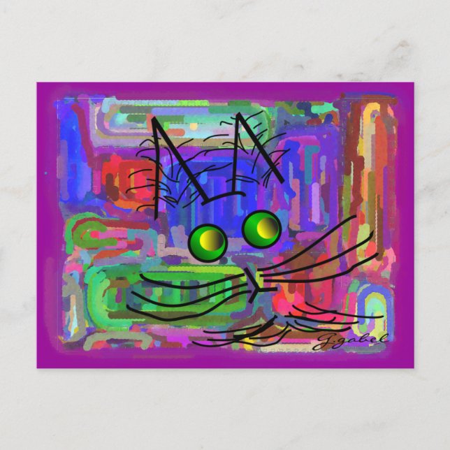 Cat Liebhaber der Abstrakten Katze Kunst Postkarte (Vorderseite)