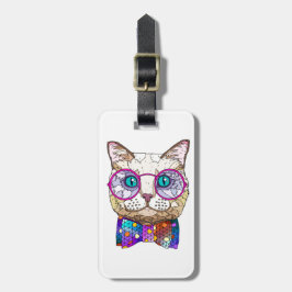 Cat-Liebhaber HIPSTER CAT, personalisiert Gepäckanhänger