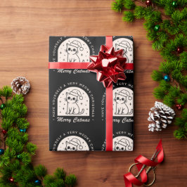 Cat Liebhaber lustige Weihnachtswünsche schwarz Geschenkpapier